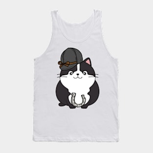 Funny fat cat is ready to ride a horse Tank Top